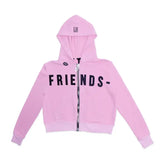 Pink Vlone Black Lipstick Kisses Friends Zip-Up Embroidered Hoodie