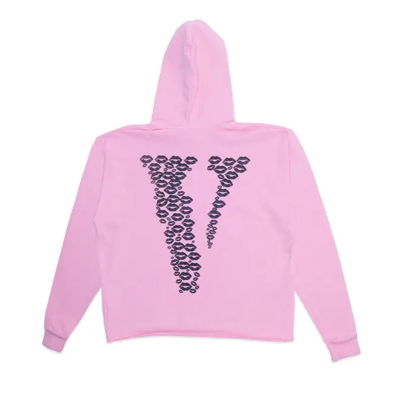 Pink Vlone Black Lipstick Kisses Friends Embroidered Hoodie 2