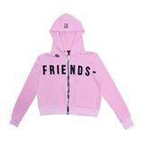 Pink Vlone Black Lipstick Kisses Friends Zip-Up Embroidered Hoodie