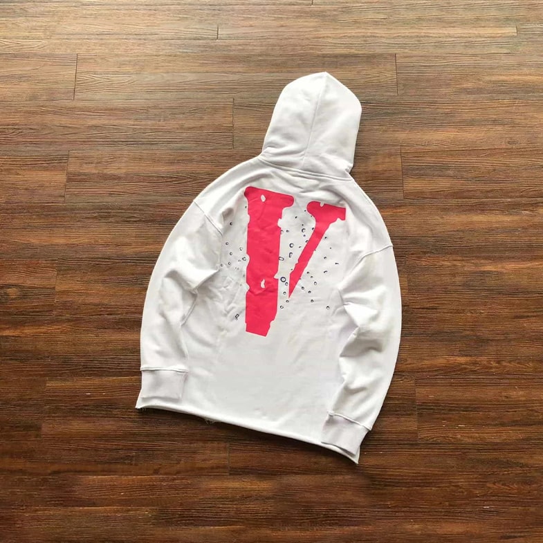 Pop Smoke Pink Vlone Logo White Hoodie 2