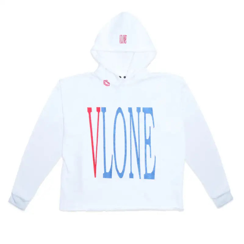 White Vlone Red Lipstick Kisses Friends Embroidered Hoodie